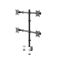 Support d'écran multi-écrans 19-32'' à montage vertical en acier, rotation à 360°, réglable, base perforée à pince, support d'affichage