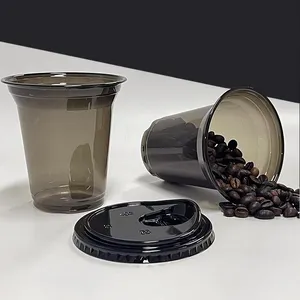 שחור מחמד ספל תה צורה של תה חלב בועה ספל תה 12 עוז 14 עוז 16 עוז 360 מ "ל 400 מ" ל 500 מ "ל כוסות פלסטיק צורה עם כבד