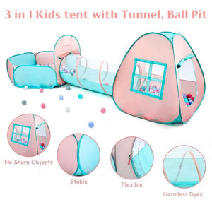 Maison de jeu pliable pour enfants et tout-petits, intérieur/extérieur, tunnel de jeu pour bébé, tente de jeu pop-up avec tunnel et fosse à balles - Product Image 6