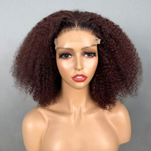 Perruques sans colle en <span class=keywords><strong>cheveux</strong></span> humains, couleur brun roux bouclé, densité 250 %, avec closure en dentelle pré-découpée 5x5 – Fournisseur de choix - Product Image 3