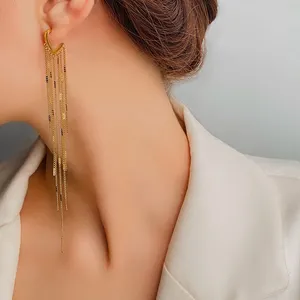 Vintage long tassel earrings romantic half heart shape 18k gold plated stainless steel earrings jewelry