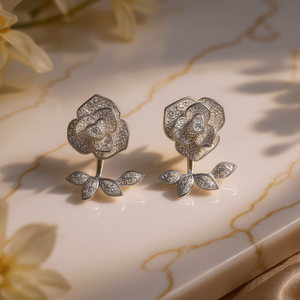 Pendientes de diamantes de platino y oro blanco, corte brillante redondo, color D, diamantes naturales, joyería romántica para boda para mujer - Product Image 2