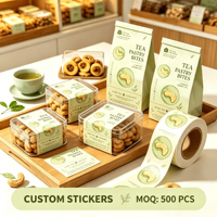 Pegatinas Adhesivas Verdes Suaves para Envolver Cajas de Pastelería, Material de Vinilo Impermeable Anti-Falsificación, Diseño Botánico Elegante