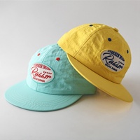 Casquette de baseball personnalisée vintage brodée à visière plate, légère et souple, style décontracté unisexe, 6 panneaux, avec fermeture snapback
