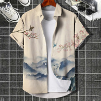 Collection été Chemise à manches courtes pour hommes grande taille à impression numérique 3D-Style tropical hawaïen Aloha