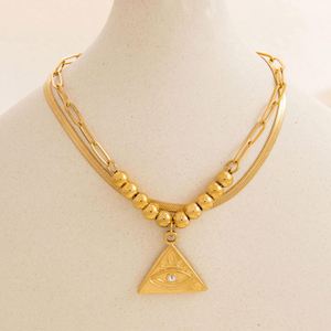 Fashionable Double-Layer Stainless Steel Bracelet 18K Gold Plated Square Pendant Trendy Design Does Not Fade <b>Charm</b> Bracelets - Product Image 5