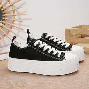 Sneakers Casual da Donna in Tela Nera per l'Autunno, Traspiranti con Plateau e Lacci, Comode - Product Image 6