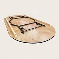 Table de banquet ovale moderne avec plateau à panneaux, design pliable, capacité 10 personnes