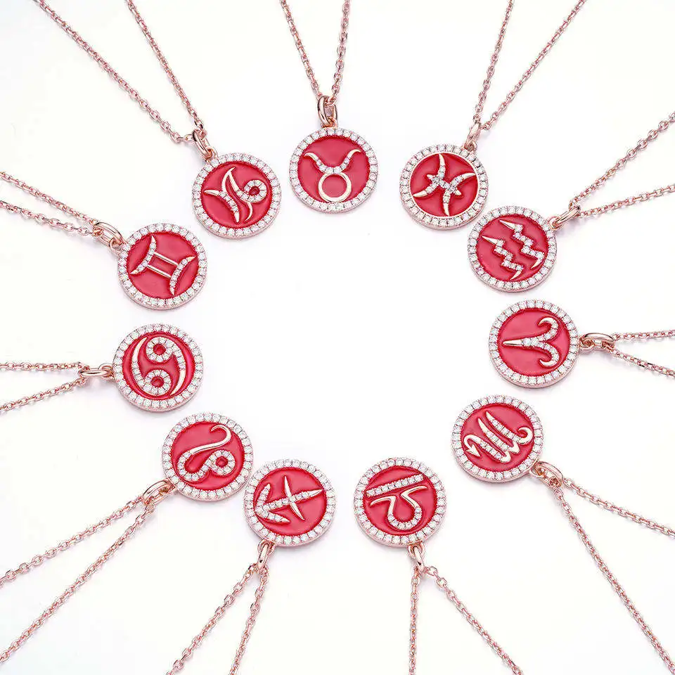 Fine Jewelry Charms Zodiac Chinese Set collana zodiacale personalizzata ciondolo placcato oro per donne ragazze all'ingrosso