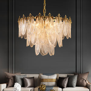 Lustre en cristal français de luxe, luminaire créatif américain tout en cuivre pour salon, chambre à coucher, salle à manger, suspension en verre - Product Image 1