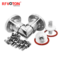 Konektor Flensa EIA 1-5/8 inci ke Konektor Flensa EIA 1-5/8 inci, Adaptor Koaksial RF Sudut Kanan dengan 4 Lubang, Adaptor 90 Derajat