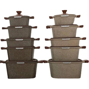 Новейший современный дизайн: наборы кухонных кастрюль из литого алюминия с квадратным мраморным гранитным покрытием, антипригарные, экологически чистые, металлические. - Product Image 2
