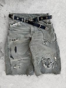 Shorts de Mezclilla Resistentes de Alta Calidad con Agujeros Rotos y Estilo Urbano, Shorts Desgastados 100% Algodón para Hombre - Product Image 1