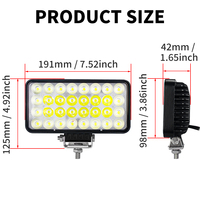 Projecteur de travail combiné 32 LED haute luminosité 7 pouces anti-vibration pour excavatrice, chargeuse, étanche, noir, 96W, DC 12-60V