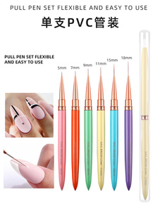 Pinceau à ongles professionnel avec manche métallique couleur bonbon et capuchon, pour détails de nail art, peinture au gel UV et acrylique - Product Image 2