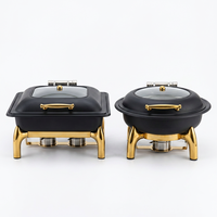 Ensemble de réchauds de buffet en acier inoxydable doré de haute qualité, capacité 6L, alimenté à l'alcool, maintien au chaud des aliments pendant 24 heures, pour hôtels, manuel