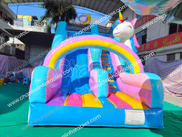 Toboggan gonflable licorne nuage arc-en-ciel avec échelle d'escalade, château gonflable, jouets de parc d'attractions extérieur personnalisés pour enfants, location