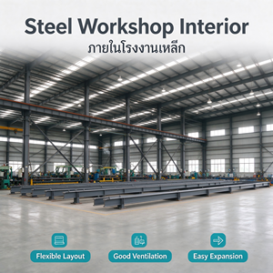 Taller de Estructura de Acero en Tailandia, Aislamiento Térmico, Resistente a la Lluvia y al Monzón, Edificio Prefabricado para Proyectos Industriales <span class=keywords><strong>BOI</strong></span> - Product Image 1