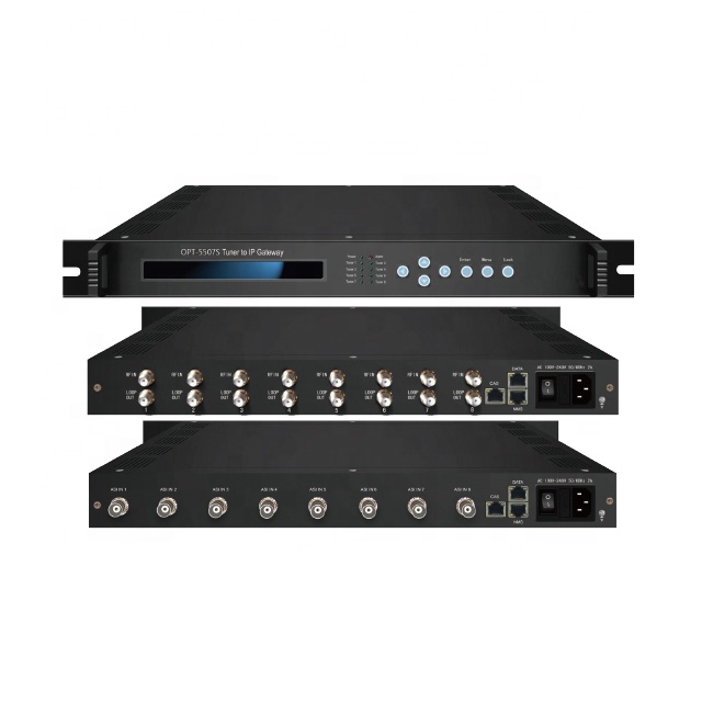 Digital TV Headend 8 Channel Tuner untuk IP Gateway Mendukung DVB-S/-S2/C/-T/ISDB-T/ATSC Tuner