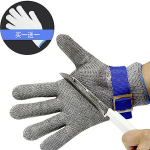 Gants anti-coupure à cinq doigts en acier inoxydable, doublure en acier à double trempage, pour l'<span class=keywords><strong>abattage</strong></span> des poissons, utilisation en cuisine, <span class=keywords><strong>tronçonneuse</strong></span> - Product Image 1