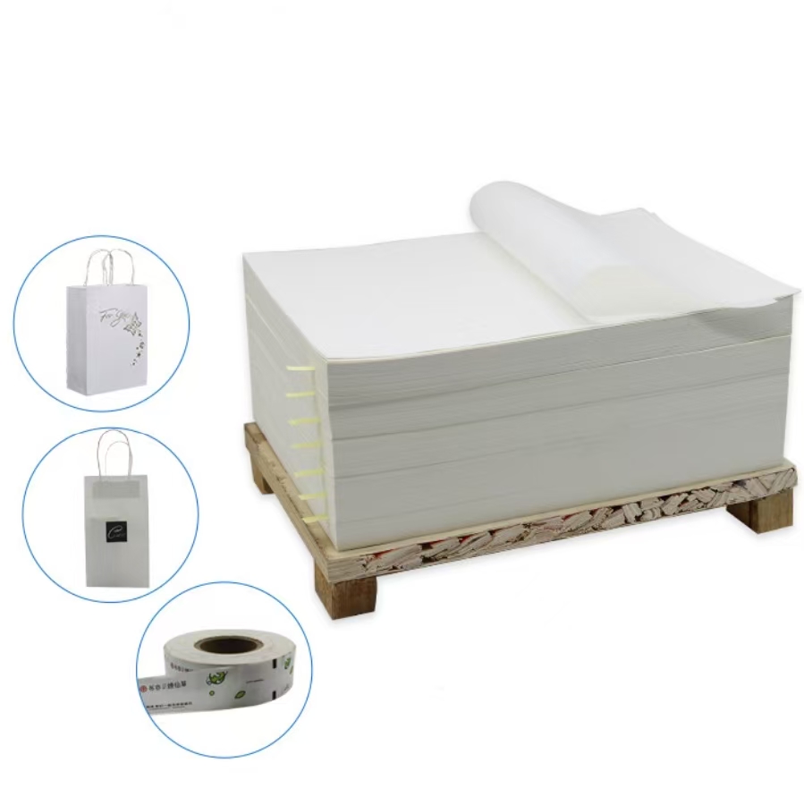 White Kraft Paper Roll Recycled Materials Uncoated Offset Printing Compatible Custom Logo Packaging Glasses Flower Paper