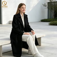 Manteau élégant et tendance pour femme 2026, à double boutonnage, col montant, manches longues et bretelles, vente en gros d'usine