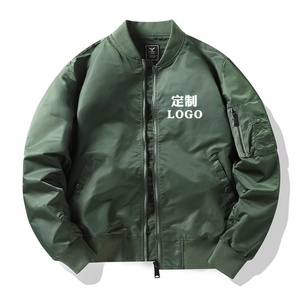 เสื้อแจ็คเก็ตเบสบอลทรงบอมเบอร์แบบกระดุมแถวเดียว ผ้าแคนวาสเคลือบผิว คอตั้ง กันน้ำ สำหรับฤดูใบไม้ผลิ สกรีนโลโก้ได้ตามต้องการ สำหรับผู้ชาย - Product Image 1
