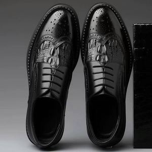 Chaussures habillées en cuir noir pour hommes, style britannique, décontractées, grande taille, à bout pointu, pour soirée, affaires et mariage - Product Image 4