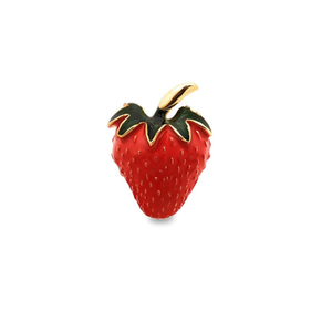 Broche de fresa ZiN, broche de moda en tono dorado con esmalte rojo para accesorios de mujer - Product Image 3