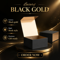 Boîte cadeau rigide de style livre personnalisée avec doublure en velours noir, emballage de luxe pour le thé et les cosmétiques