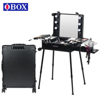 Mallette de chariot de maquillage professionnel cacher les pieds barres lampe de contrôle de la température valise de barbier personnalisée à la mode pour Salon de coiffure
