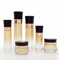 Bouteille de pompe givrée luxueuse personnalisée verre transparent mat cosmétique 20ml 30ml 50ml et pot
