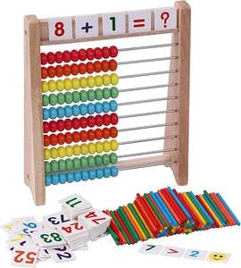 ABACUS <span class=keywords><strong>EN</strong></span> <span class=keywords><strong>BOIS</strong></span> AVEC GRANDES PERLES Abacus éducatif pour enfants Apprentissage des mathématiques préscolaire Jouets mathématiques pour garçons et filles Cadeau Multicolore - Product Image 5