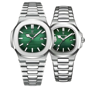 Relojes <span class=keywords><strong>de</strong></span> Pareja POEDAGAR 613 / 789 / 708 Plateados, Azules y Verdes, Reloj <span class=keywords><strong>de</strong></span> Cuarzo <span class=keywords><strong>de</strong></span> Acero Inoxidable para Mujer y Hombre, Reloj para Hombre para Enamorados - Product Image 2