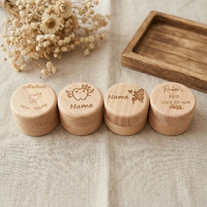Boîte à souvenirs en <span class=keywords><strong>bois</strong></span> pour dents et cheveux de bébé, personnalisable, boîte à dents de lait gravée, boîte à souvenirs nouveau-né, rangement pour bijoux et bagues, vente en gros - Product Image 4