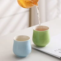 Tasse à thé en céramique pastel, couleur macaron, tasse de dégustation en porcelaine, intérieur blanc, 6 couleurs