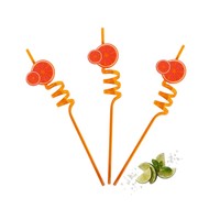 Plastic PET Crazy Straw met fruitdecoratie, multicolor, 6mm diameter, 26cm lengte, recyclebaar, party- & drinkrietje voor bubble tea