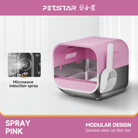 Grande litière pour chat 63L avec spray désodorisant automatique, design anti-éclaboussures, pelle à litière incluse, certifiée CE