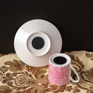 Elegant 6 Piece Bone China Coffee Cup And Saucer <b>Set</b> With Vintage Floral Embossed Pattern Premium Tea Luxurious Gifting - Product Image 6