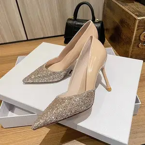 Luxury Woman Heels Pumps Shiny Wedding Bride Shoes Fashion High Heels Shoes For Women