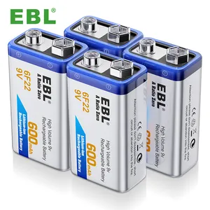 دروبشيبينغ EBL بطارية قابلة للشحن ليثيوم أيون 600mAh 9V بطارية قابلة للشحن