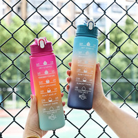 Bouteille d'eau personnalisée à dégradé, gobelet portable en plastique 750 ml, bouteille à paille rebondissante, pour la motivation, la gym, le sport et les voyages