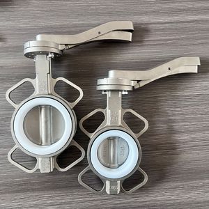 Vanne papillon manuelle SS316 DN100 2"-12" avec siège EPDM compatible Sudmo 51mm, raccord soudé Tri-Clamp, type Wafer, sanitaire, industrielle, OEM, CE - Product Image 1