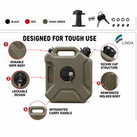 Tanque de Combustible Portátil de 5L HDPE de Alta Calidad con Kit de Montaje y Bloqueo, Rojo/Negro/Caqui/Verde, 1 Año de Garantía, Fábrica LINDA, para Motocicleta/Ciclomotor