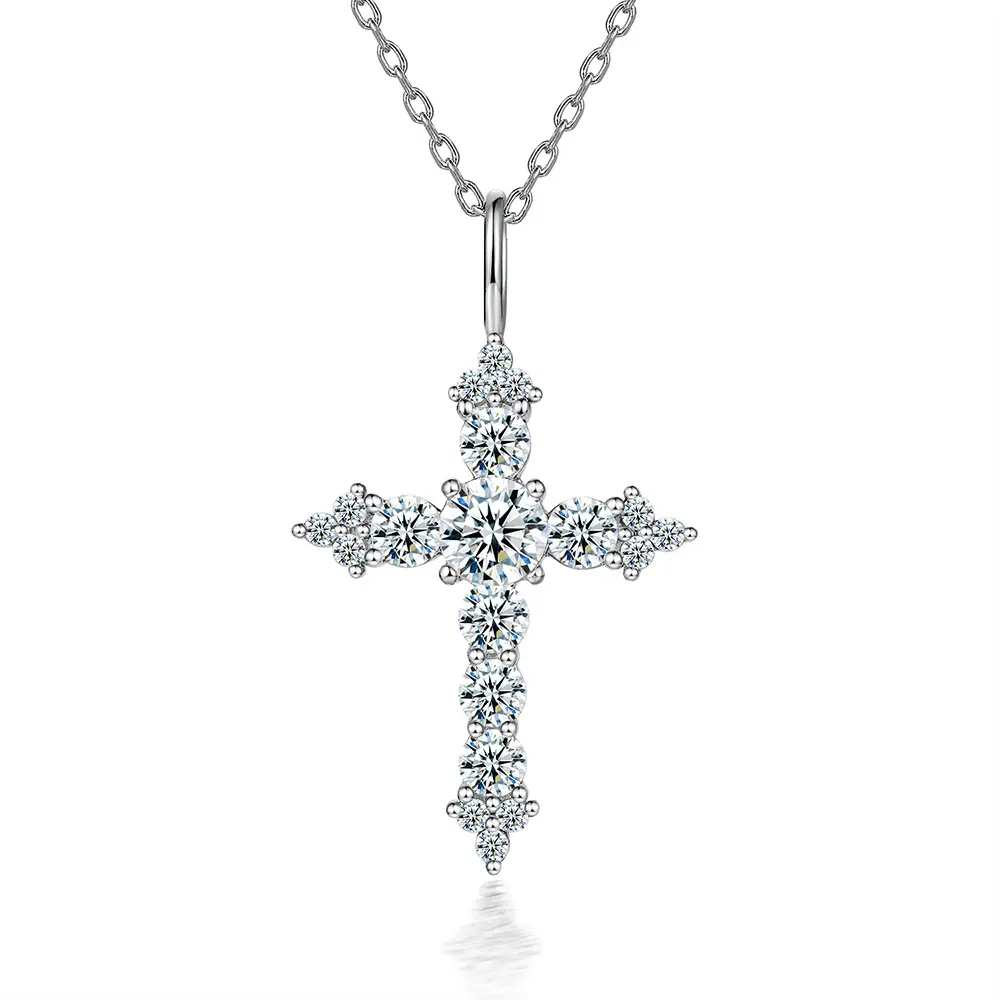 Pfeil form Christian Jesus Iced Out Kreuz Anhänger Halskette Sterling Silber CZ Kreuz Halskette