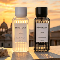 Flacon de parfum en verre dépoli carré de 100 ml avec plusieurs capuchons, design rayé, impression sérigraphique, coffret cadeau de luxe