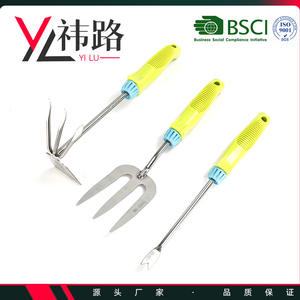 Fourche de jardin verte en acier inoxydable à 3 dents, poignée antidérapante pour le jardinage, le desserrage du sol et l'entretien des plantes - Product Image 3