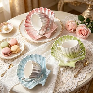 Service à café et à thé en porcelaine fine (Bone China) avec soucoupes et plateau à poignée, design minimaliste, coffret cadeau, pour les fêtes, du Ministère <span class=keywords><strong>de</strong></span> la Santé - Product Image 3