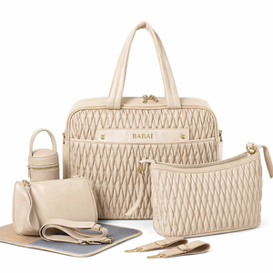 Ensemble de <span class=keywords><strong>sac</strong></span> à langer multifonctionnel pour la maternité, grande capacité, organisateur avec plusieurs sacs pour les soins de bébé en voyage - Product Image 1