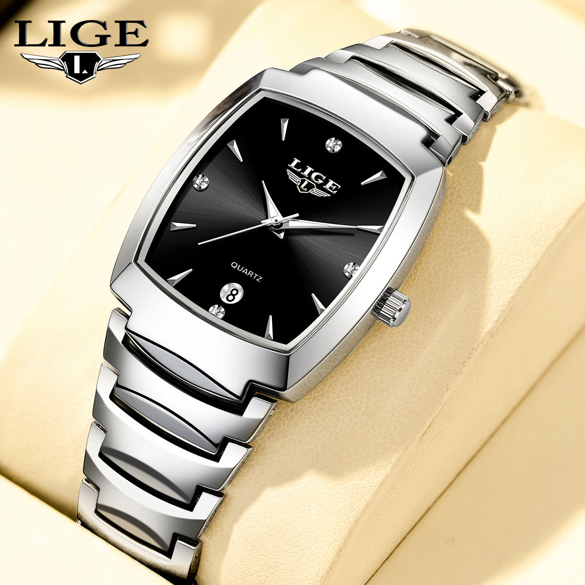 LIGE LG89257 - Elegant Square Rhinestone Watch for Women
